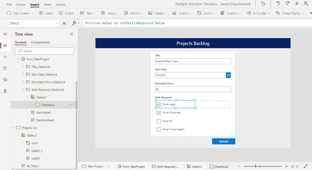 Create custom field with multi-select options to use with Forms
