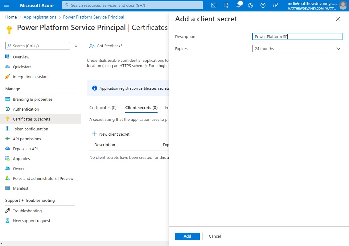 A Visual Guide To Power Platform Service Principal Setup